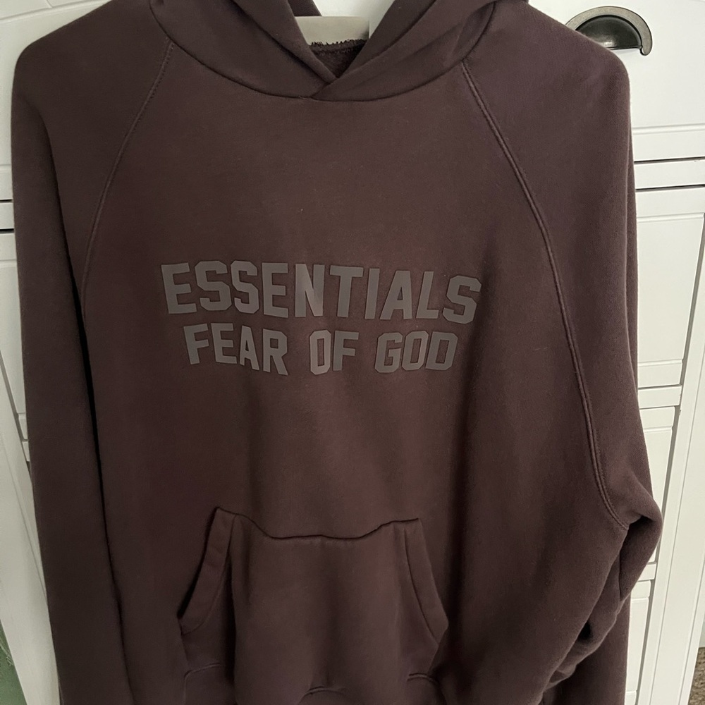 Brown Essentials Fear of God hoodie from Pacsun